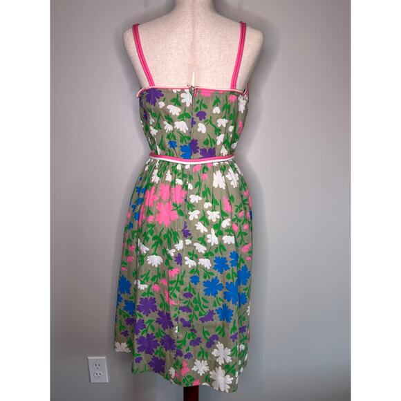 1960s Rainbow Pink Purple Blue Floral Groovy Maximalist Mod Tea Party Dress M - Picture 10 of 10